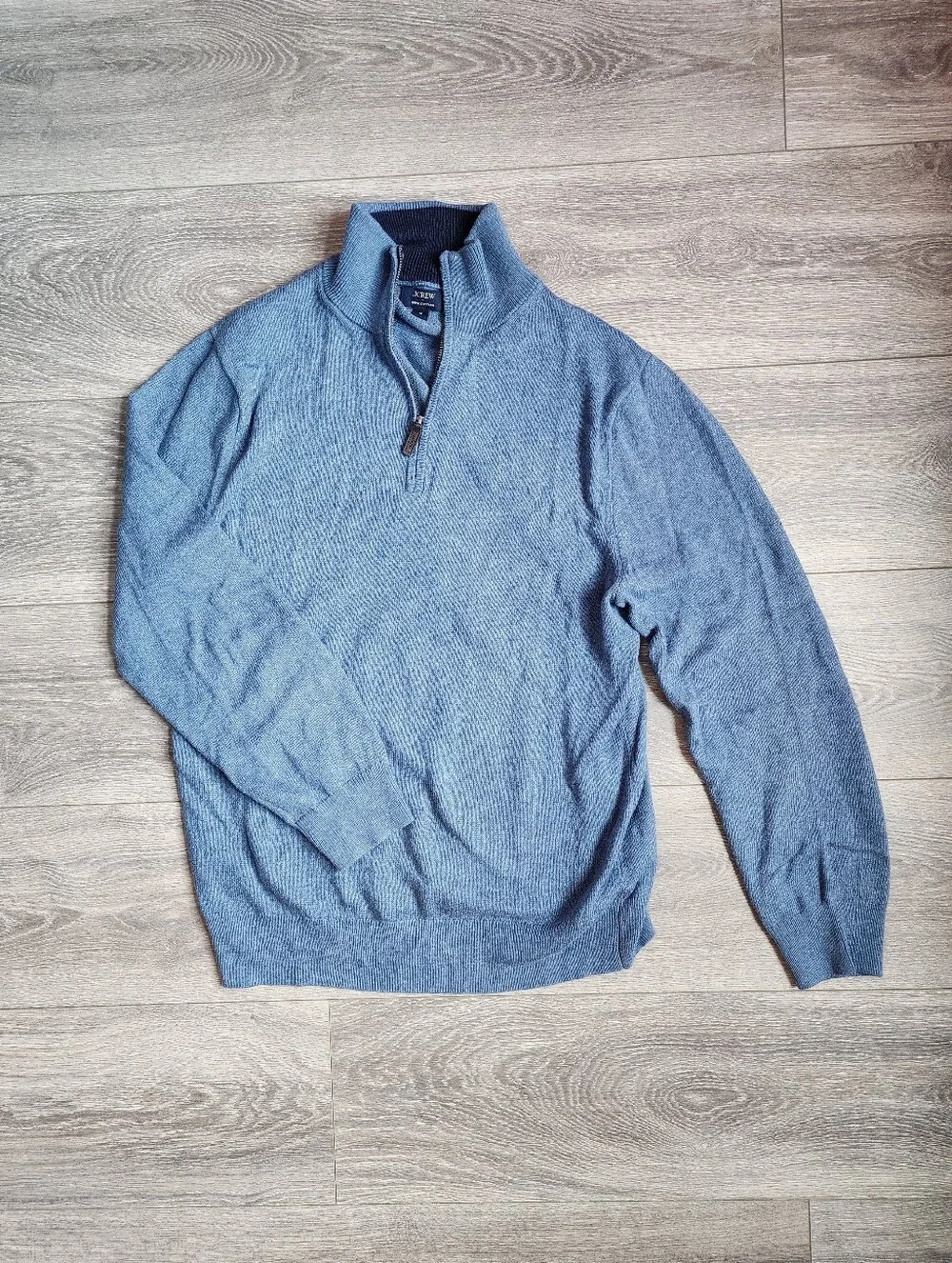 J. Crew Men's Blue Cotton Quarter-Zip Sweater Large